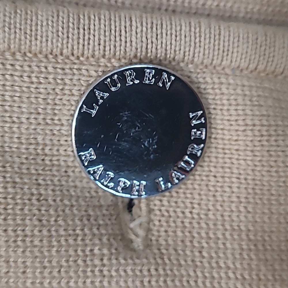 Lauren Ralph Lauren Sweater-Knit Blazer cardigan in camel/Tan size M - Picture 3 of 9